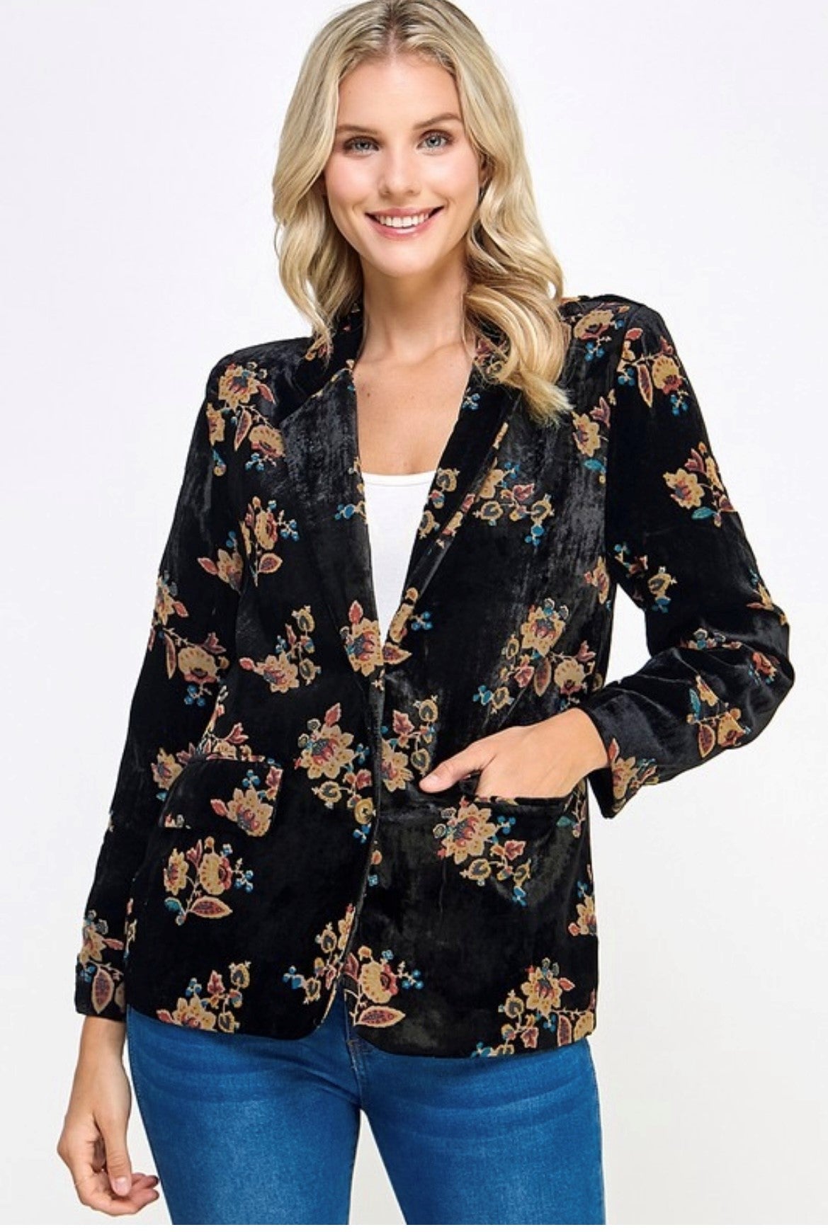 Floral Velvet Blazer