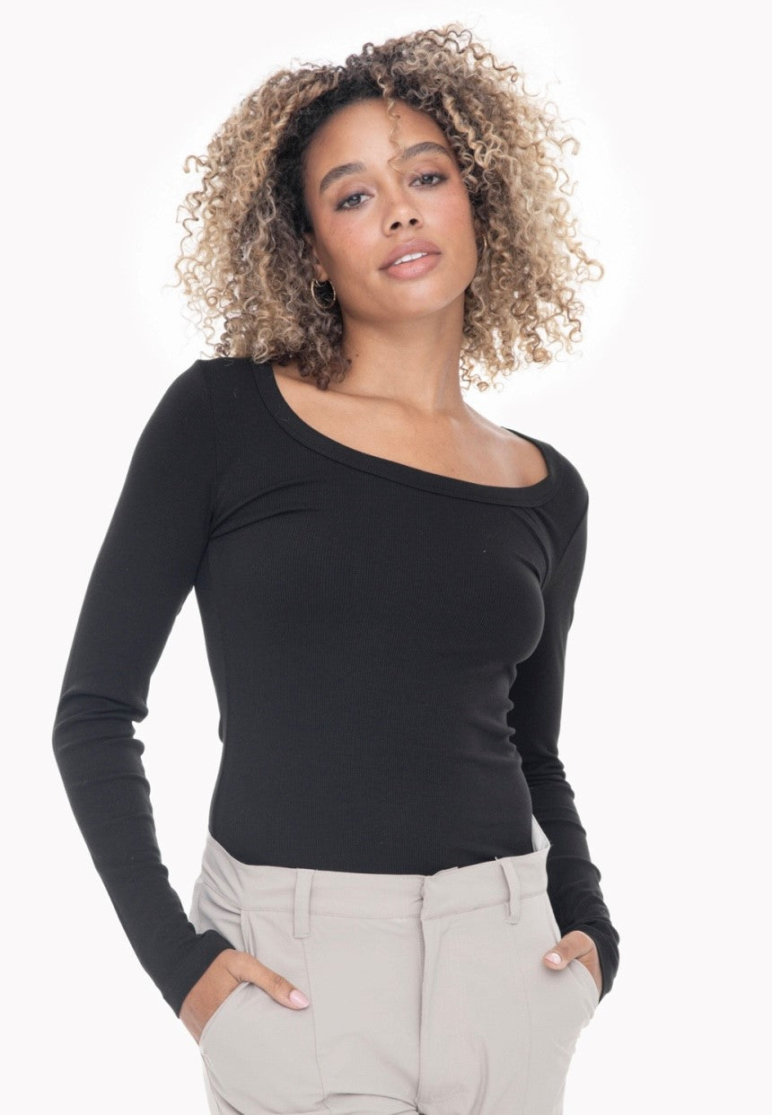 Black Slim Fit Scoop Neck