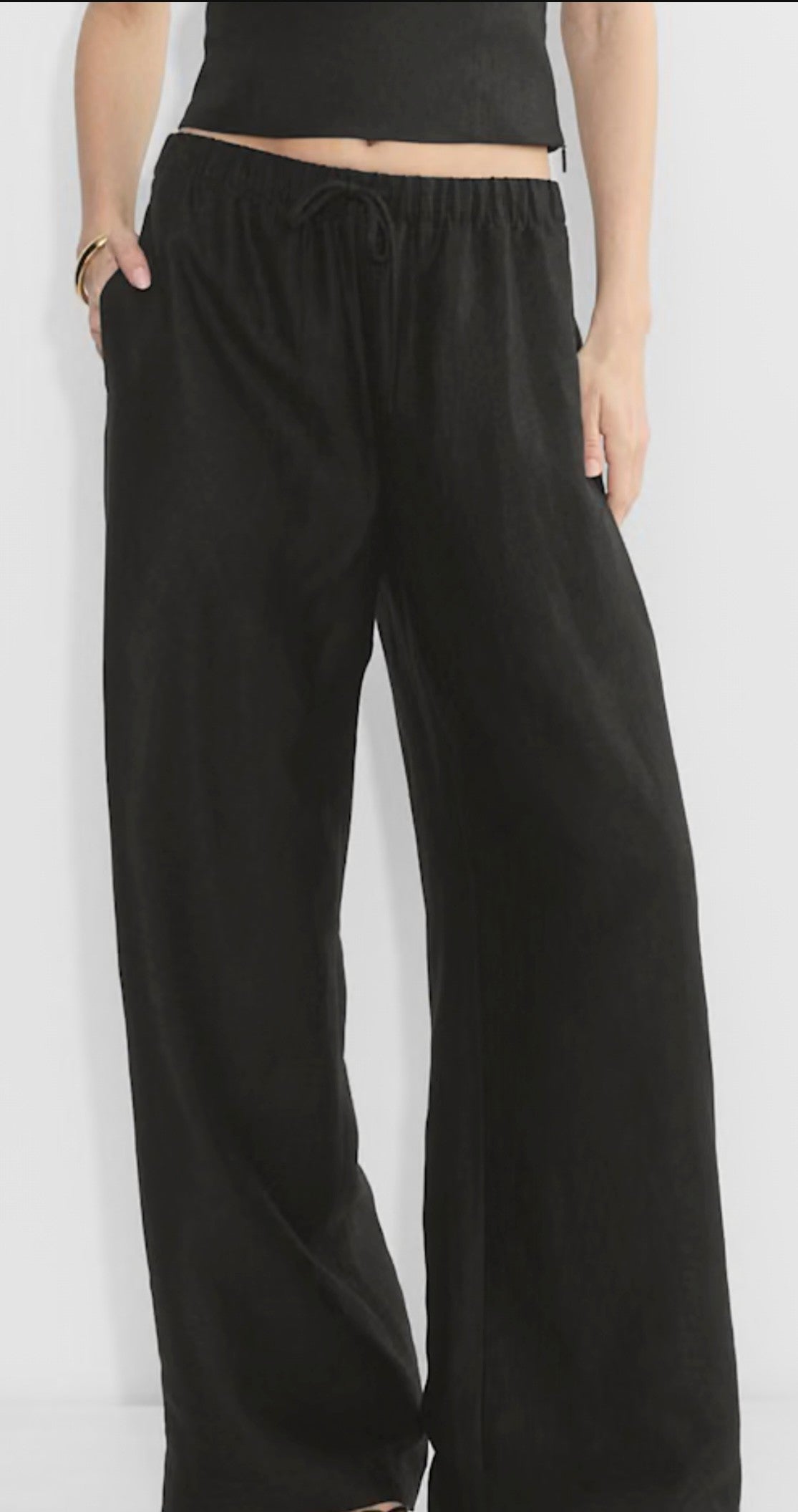 Black linen Pants with Front Pocket