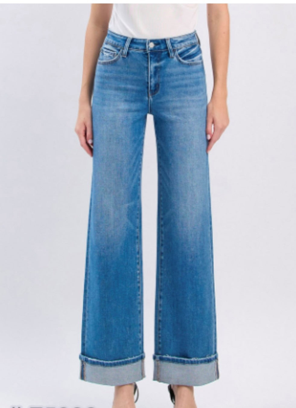 High-rise Cuffed Wide