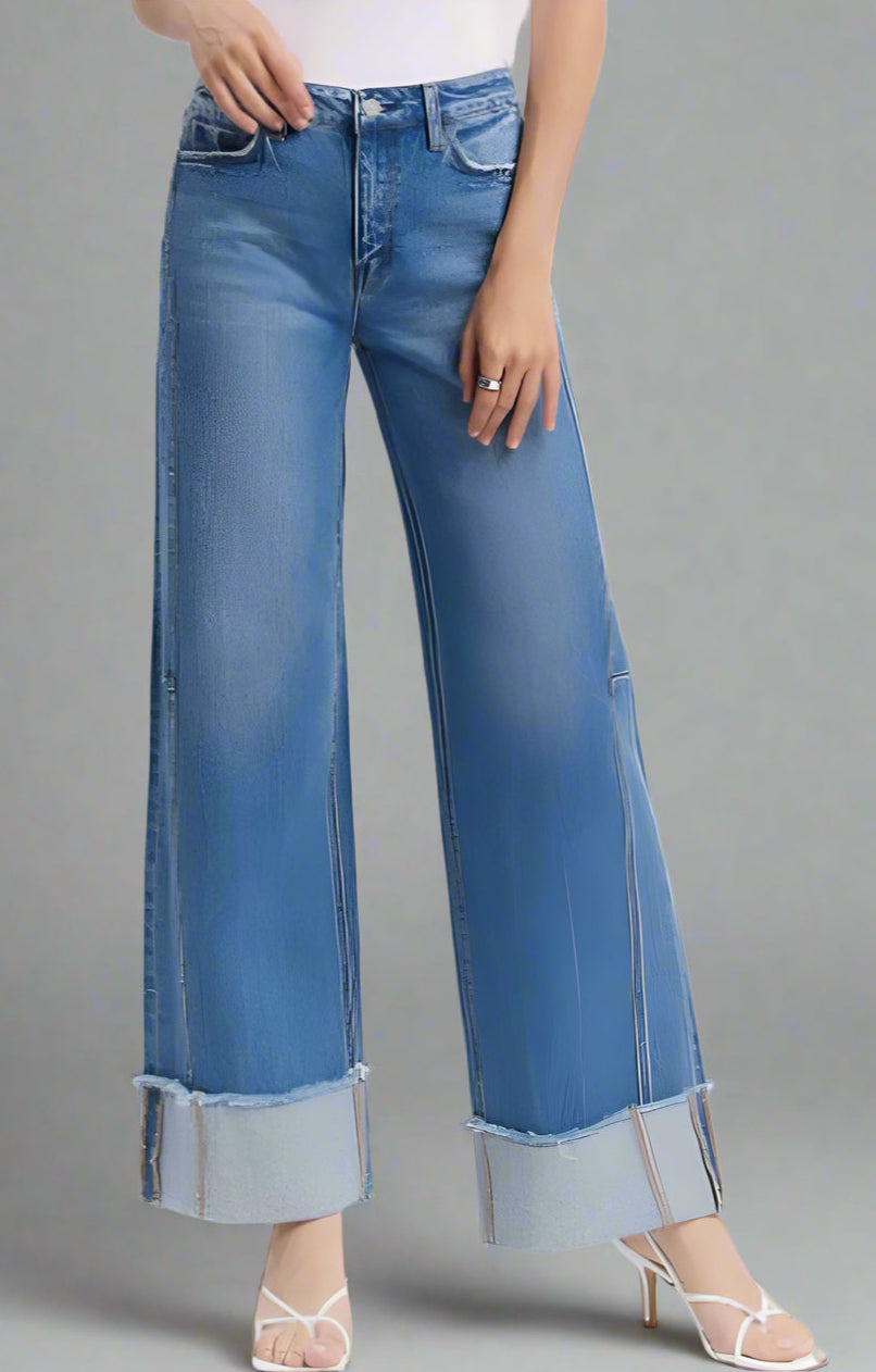 High-rise Cuffed Wide