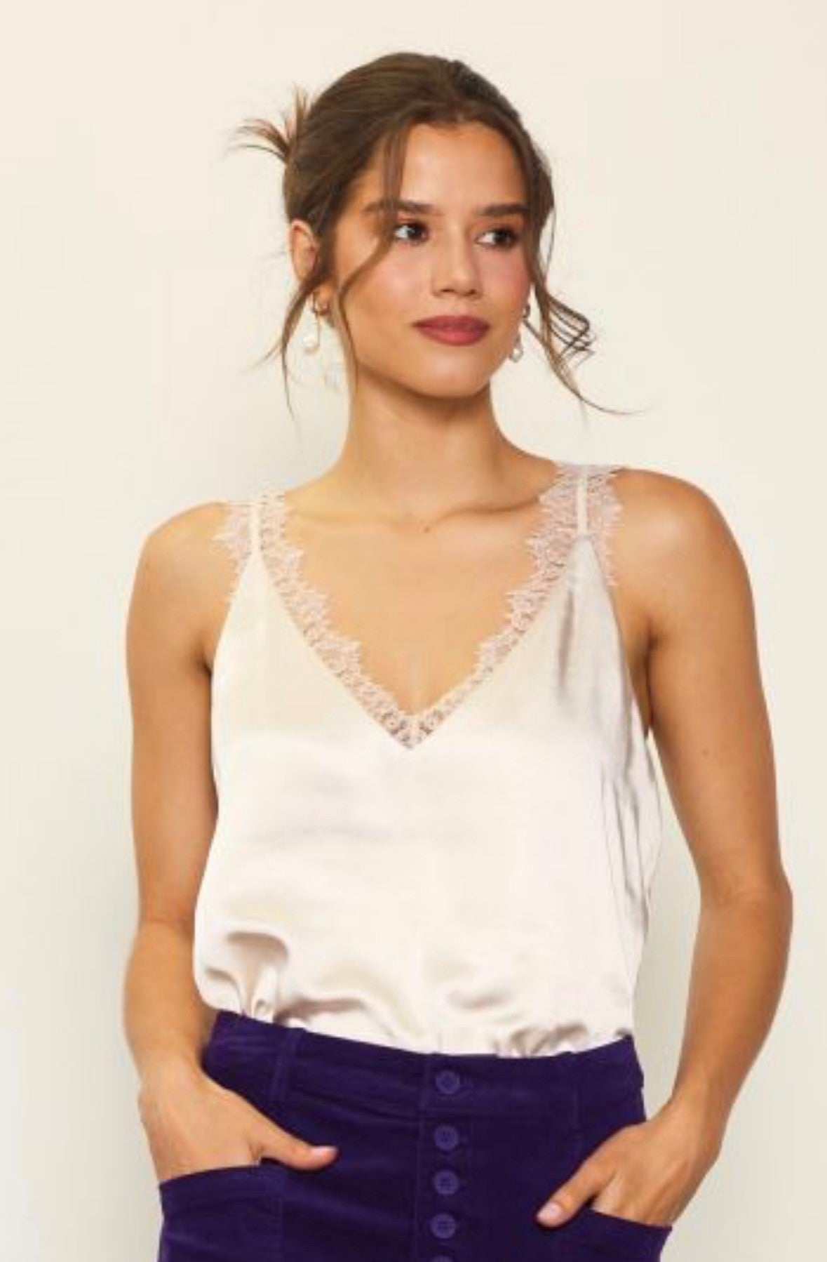 Cream lace trim Cami