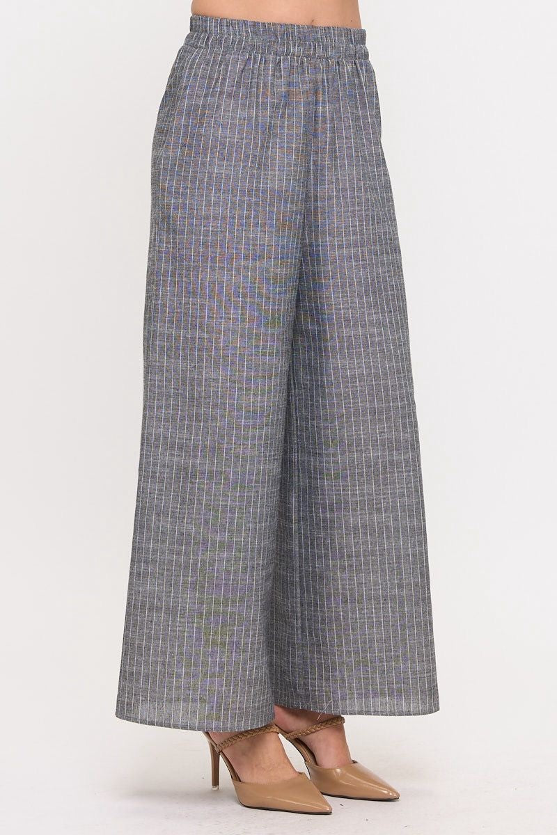 Striped linen pants - Charcoal