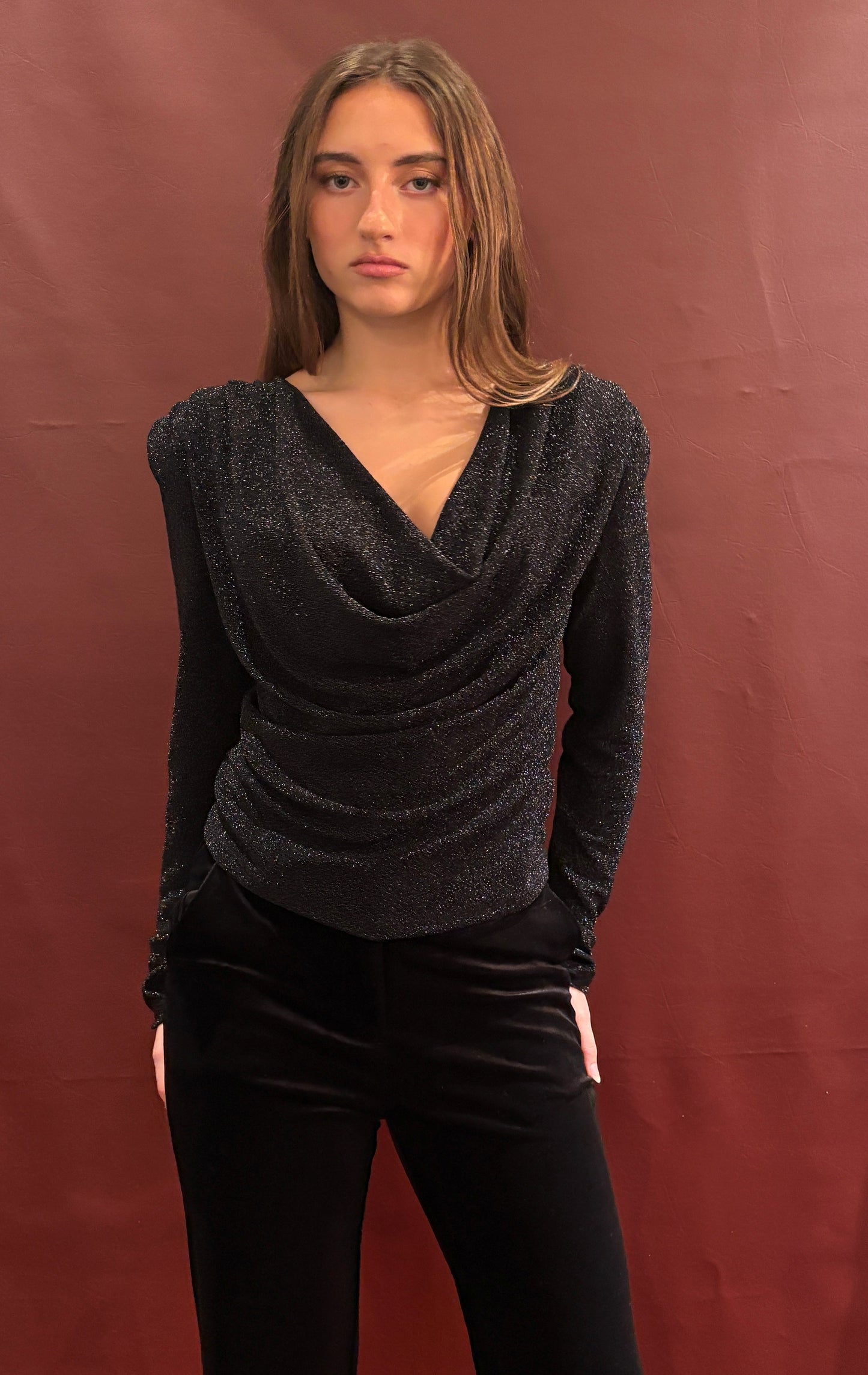 Shimmer Cowl Neck