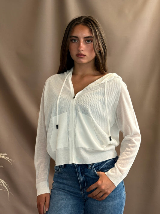 The Freya zip up in White