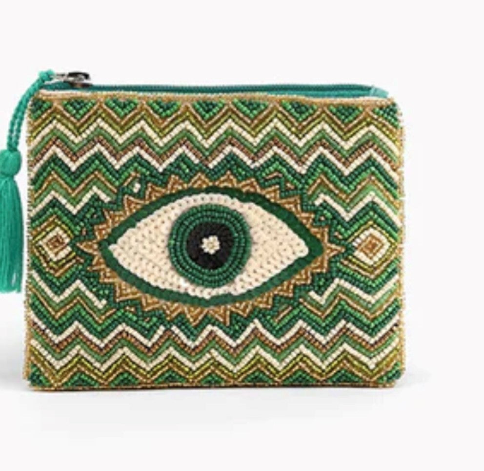 Green Evil Eye Coin Bag