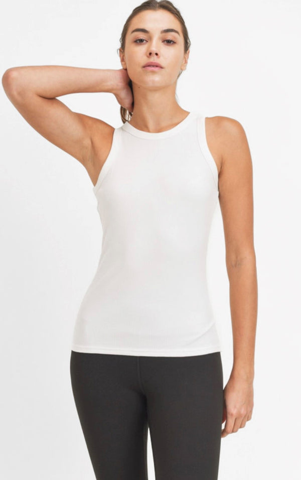 White Micro Ribbed Tank