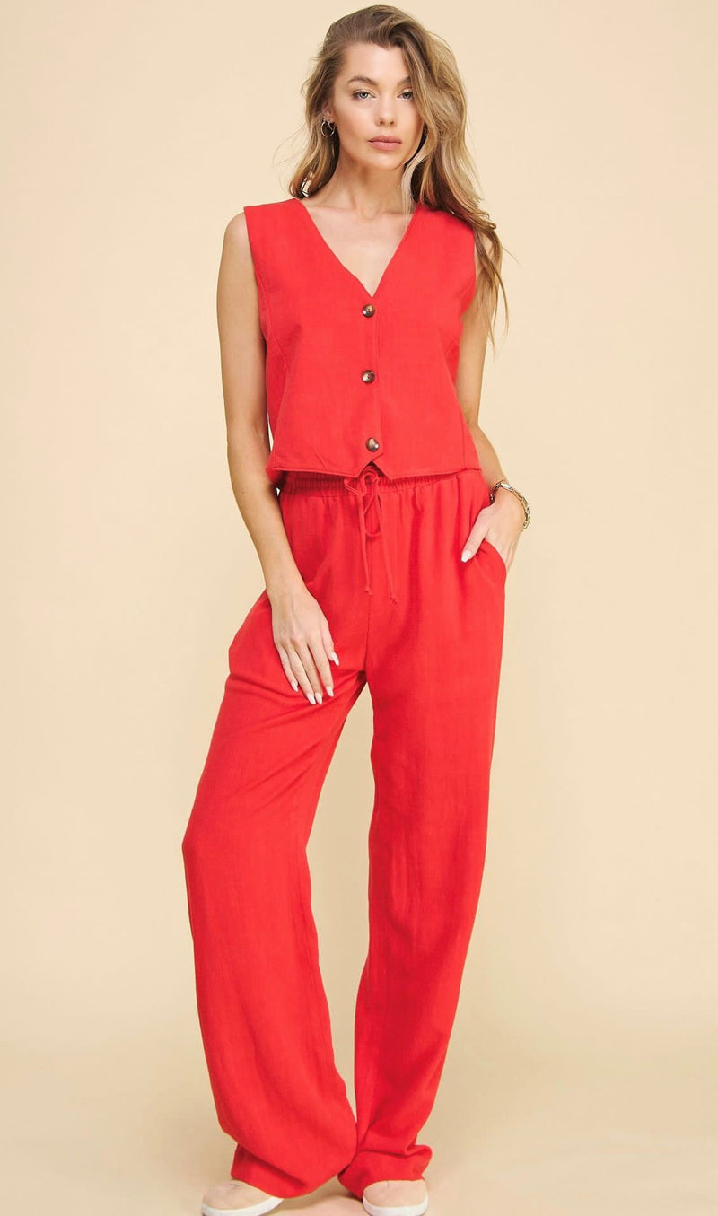 Red Linen Pants