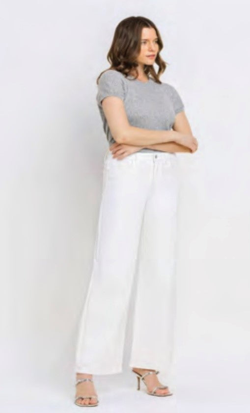 Optic White High Rise Wide Leg