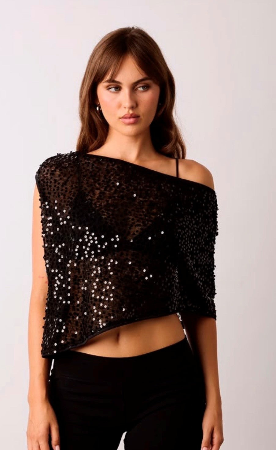 Black sequin poncho