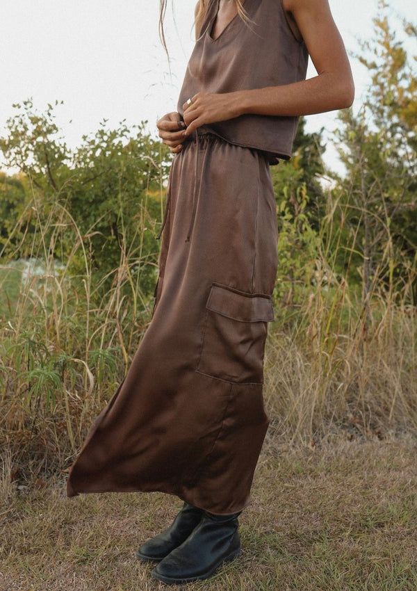 Chocolate brown cargo skirt