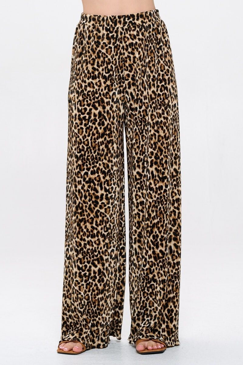 Wide leg, Leopard Print Pants