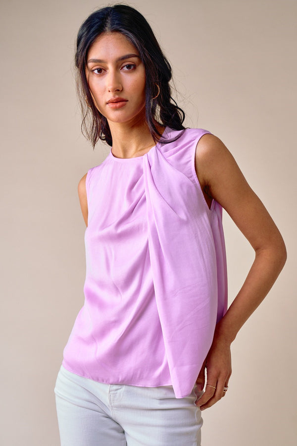 Lilac Satin Sleeveless