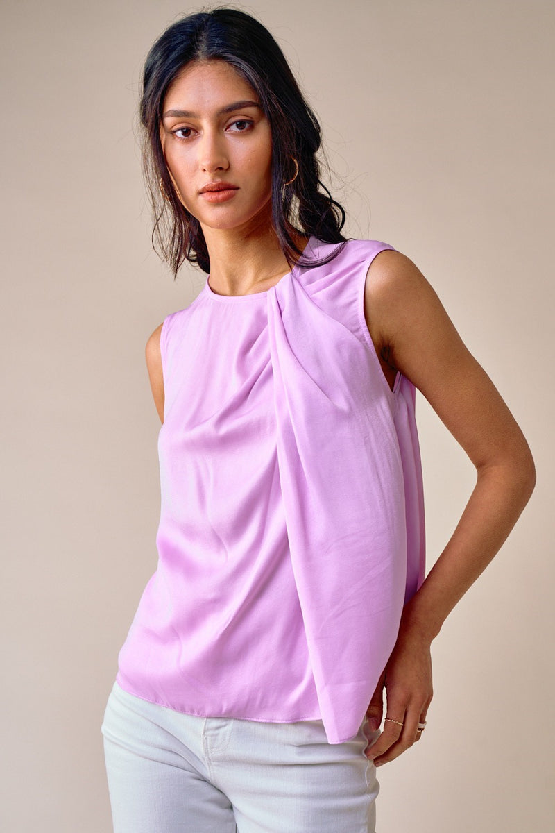 Lilac Satin Sleeveless