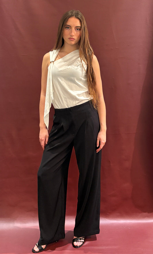 Black Recycled Wide Leg Pants