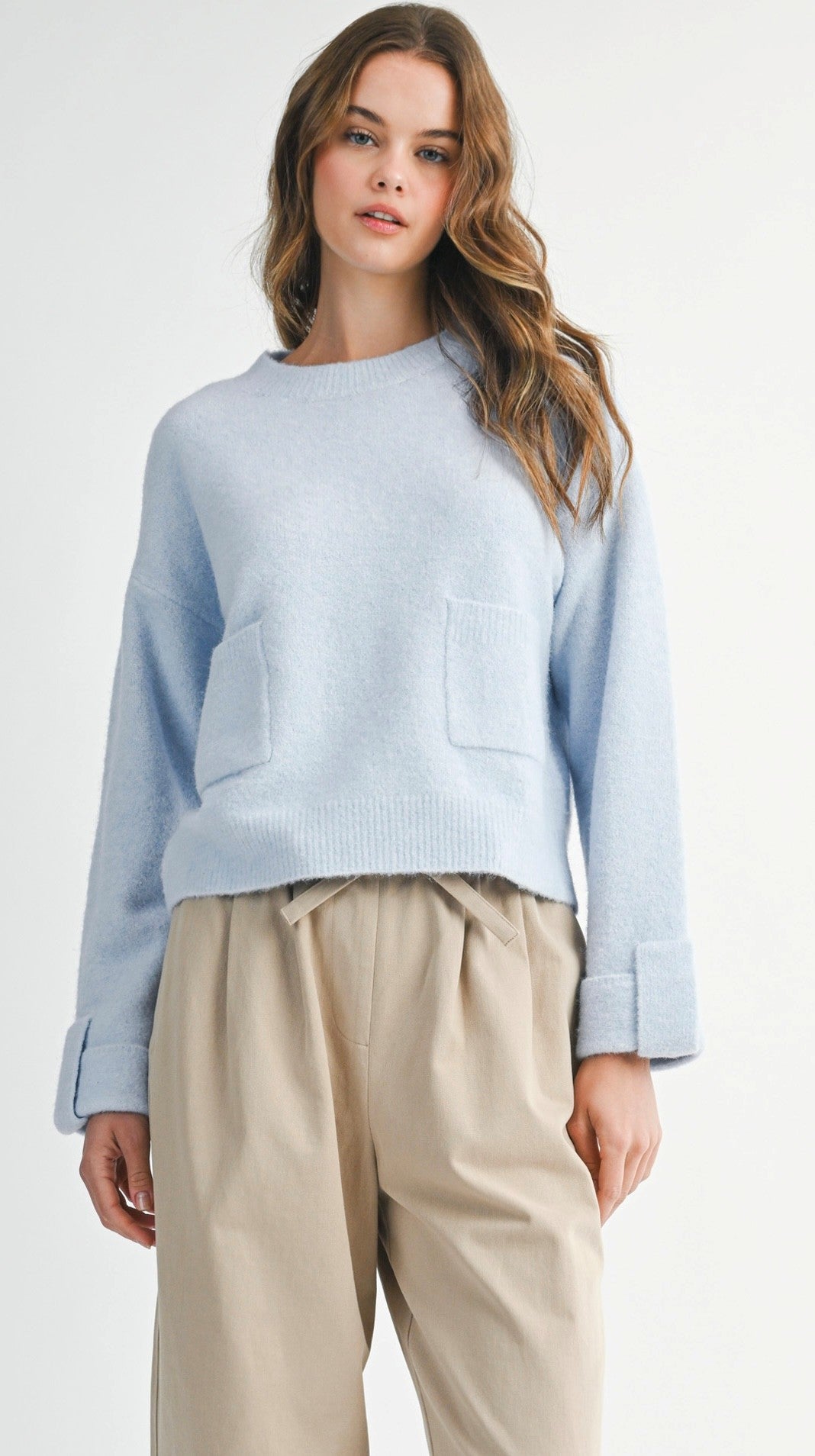 Blue Front Pocket top