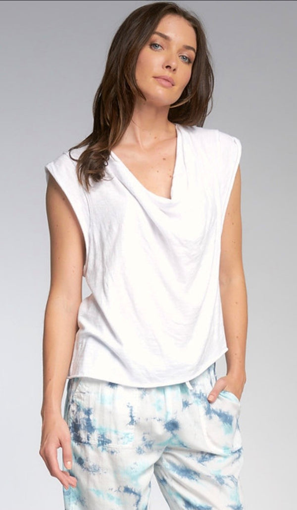 White Cowl Neck Tee