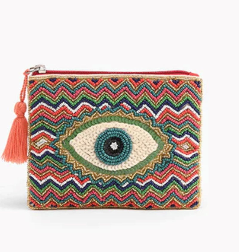 Coral Evil Eye Coin Bag