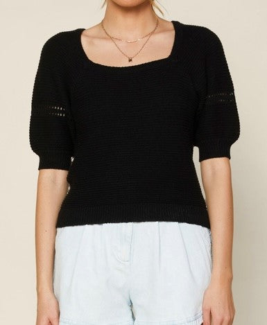 Open Neck Puff Sleeve