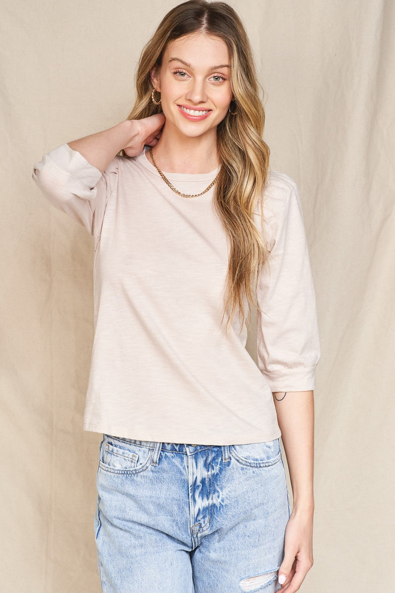 Taupe Puff Sleeve