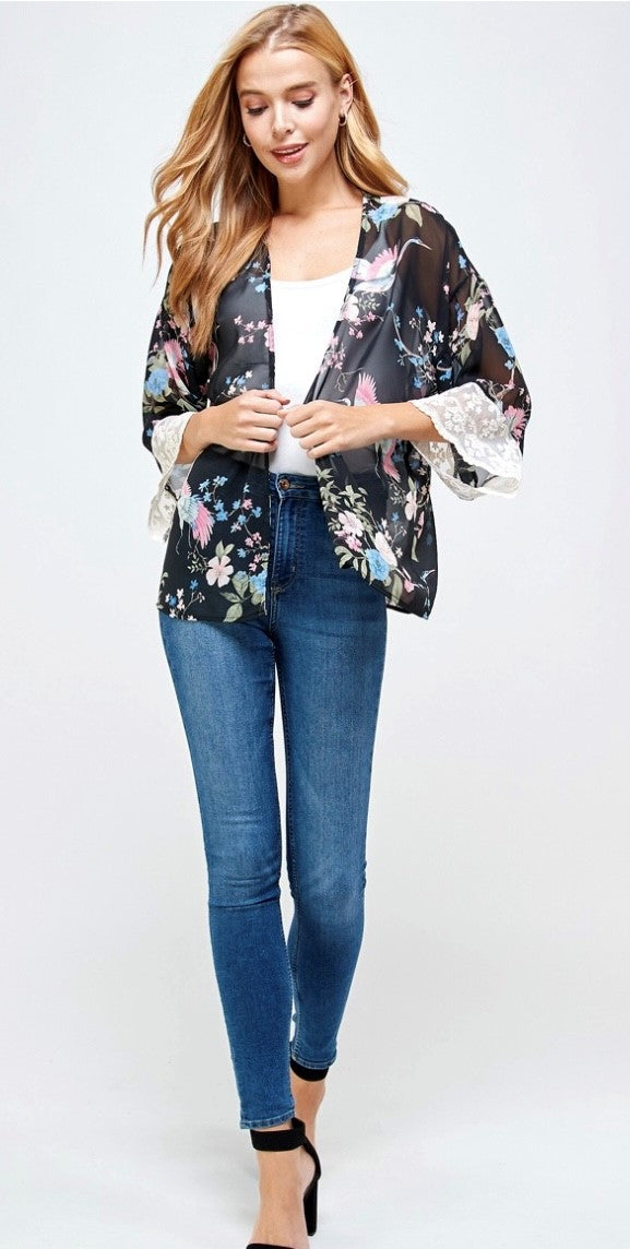 Black Chiffon Kimono