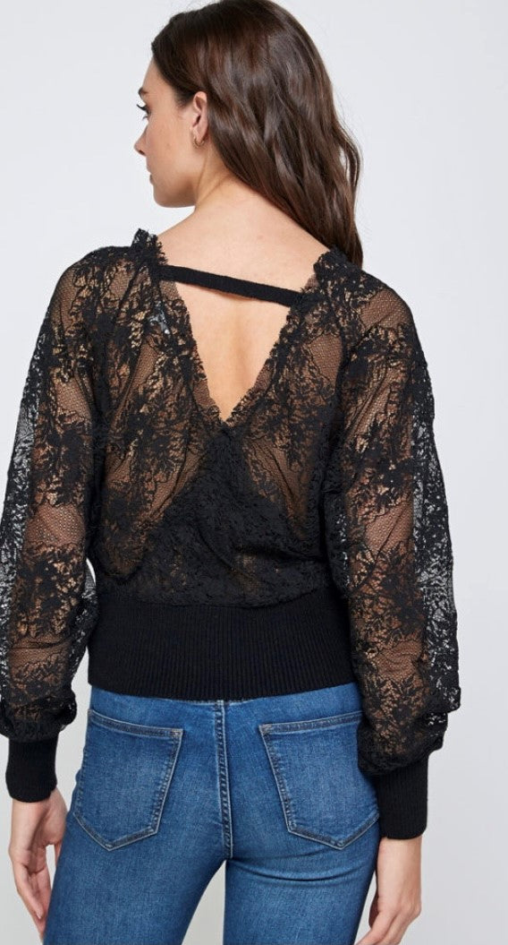 Black Lace Detailed Sweater