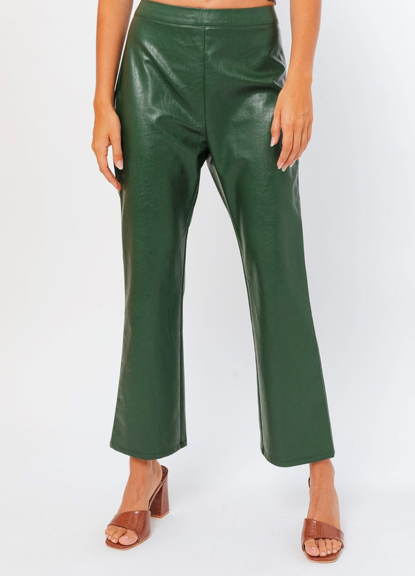 Dark Green Pleather Pants