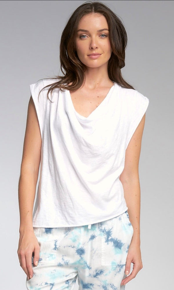 White Cowl Neck Tee